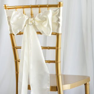 Elegant Ivory Satin Chair Sashes for a Touch of Luxury