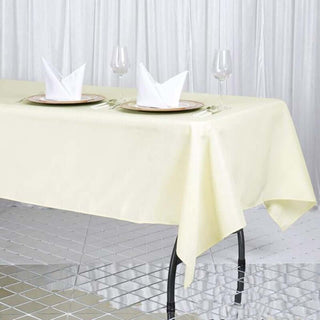 Elevate Your Event with the Ivory Premium Polyester Tablecloth Elevate Your Event with the Ivory Premium Polyester Tablecloth