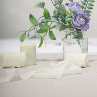 Elegant Ivory Silk-Like Chiffon Linen Ribbon Roll for Bouquets Elegant Ivory Silk-Like Chiffon Linen Ribbon Roll for Bouquets