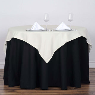 Elevate Your Event Decor with the 54"x54" Ivory Square Polyester Table Overlay Elevate Your Event Decor with the 54"x54" Ivory Square Polyester Table Overlay