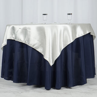 Create a Stunning Table Setting with the Ivory Square Satin Table Overlay