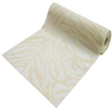 12"x10 Yards Ivory Zebra Animal Print Taffeta Fabric Roll