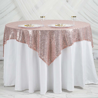 Blush Duchess Sequin Table Overlay - Add Elegance and Glamour to Your Event Decor