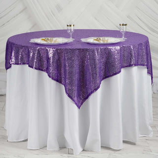 Create a Lavish Ambiance with the Purple Duchess Sequin Table Overlay