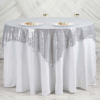 Add a Touch of Elegance with the Silver Duchess Sequin Table Overlay