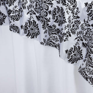 Enhance Your Event Decor with the Black Damask Flocking Table Overlay