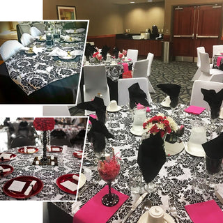 Create a Stunning Tablescape with the Black Damask Flocking Table Overlay