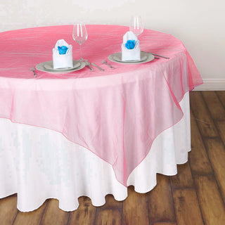 Add a Touch of Elegance to Your Event with the Coral Square Sheer Organza Table Overlay