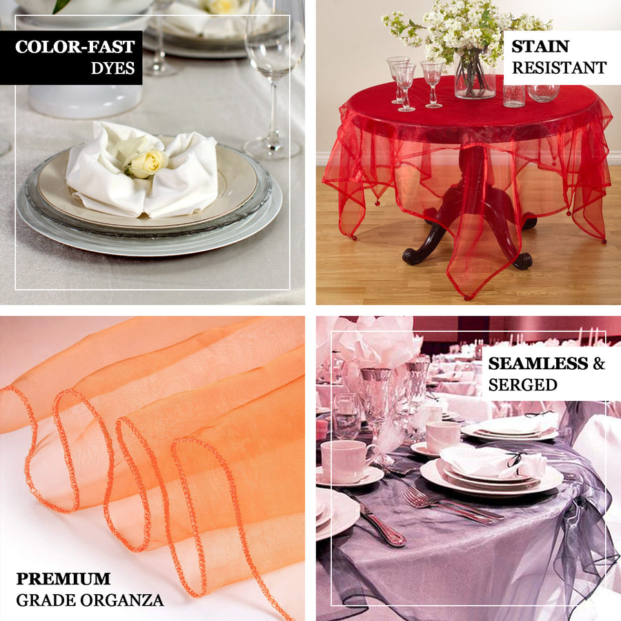 60'' | Champagne Square Sheer Organza Table Overlays