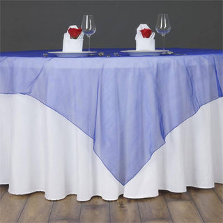 Enhance Your Event Decor with the Royal Blue Sheer Organza Table Overlay