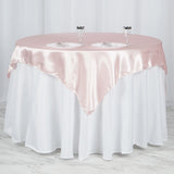 60"x 60" Blush | Rose Gold Seamless Satin Square Tablecloth Overlay
