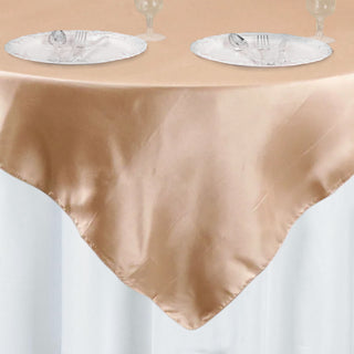 Add a Touch of Glamour with the Nude Square Smooth Satin Table Overlay