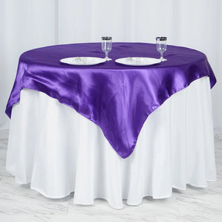 Create a Lavish Setting with the Purple Satin Table Overlay