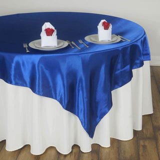 Enhance Your Event Decor with the Royal Blue Square Smooth Satin Table Overlay Enhance Your Event Decor with the Royal Blue Square Smooth Satin Table Overlay