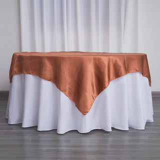 Terracotta (Rust) Square Smooth Satin Table Overlay