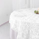 72x72inch White 3D Rosette Satin Table Overlay, Square Tablecloth Topper