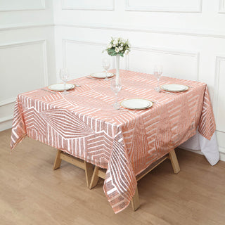 Add a Touch of Extravagance with the Blush Glitz Square Table Overlay