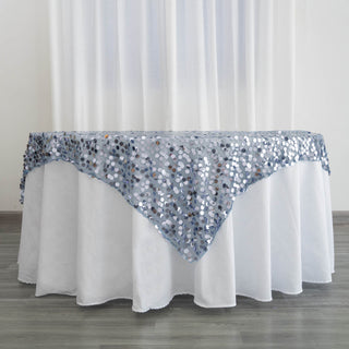 Dusty Blue Premium Big Payette Sequin Square Table Overlay