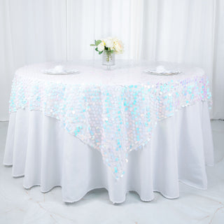 Add a Touch of Elegance with the Iridescent Blue Premium Big Payette Sequin Table Overlay