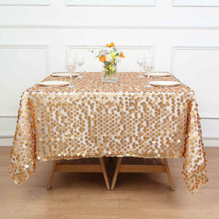 Elevate Your Event with the 72" Matte Champagne Premium Sequin Table Overlay Elevate Your Event with the 72" Matte Champagne Premium Sequin Table Overlay