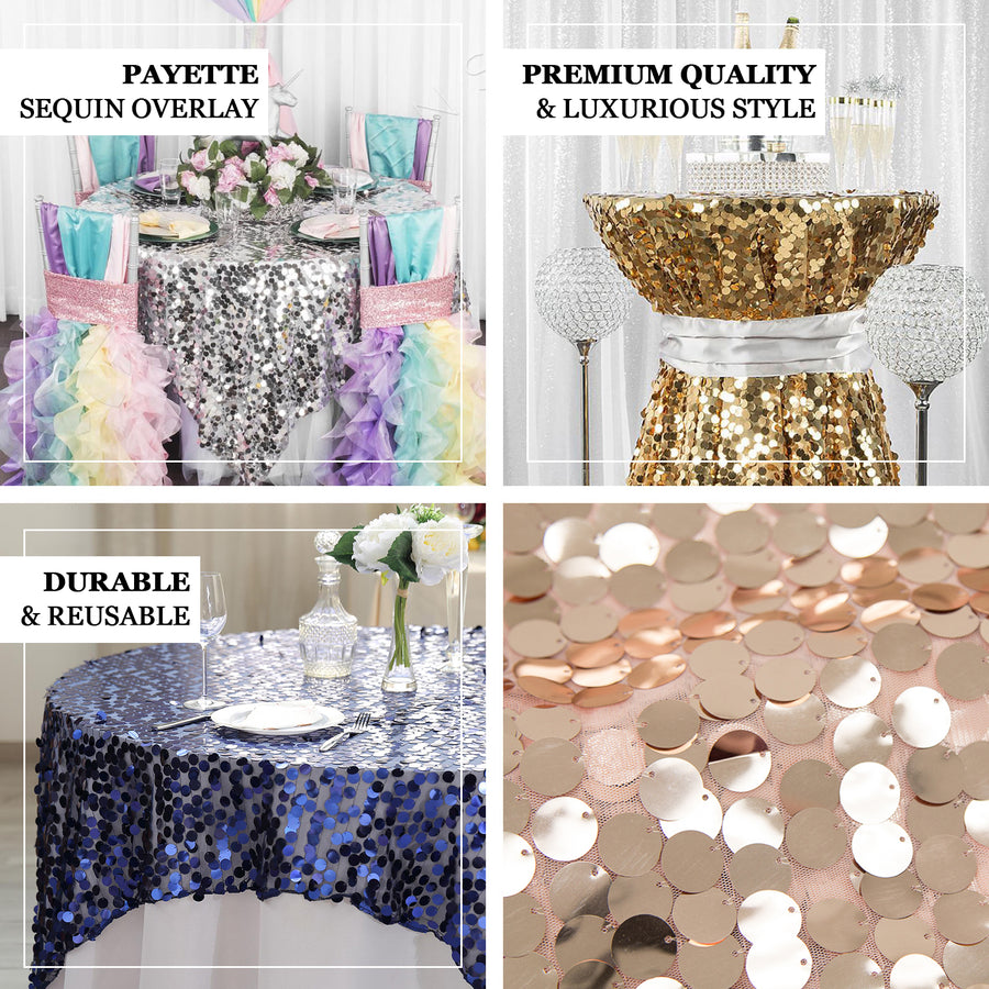 72 x 72 inches Champagne Premium Big Payette Sequin Overlay