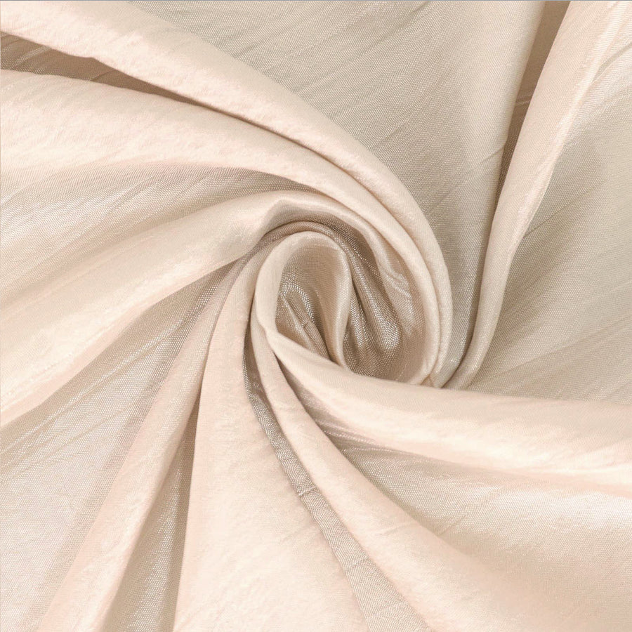 72x72Inch Beige Accordion Crinkle Taffeta Table Overlay, Square Tablecloth Topper#whtbkgd