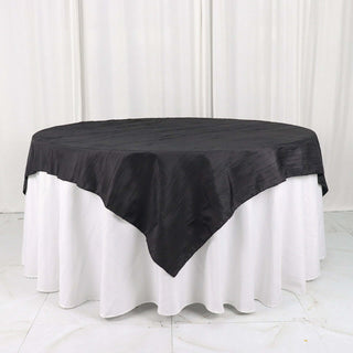 Elegant Black Accordion Crinkle Taffeta Table Overlay Elegant Black Accordion Crinkle Taffeta Table Overlay