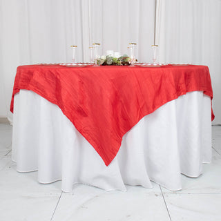 Dress Up Your Event Tables with the Red Accordion Crinkle Taffeta Table Overlay