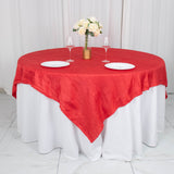 72inch x 72inch Red Accordion Crinkle Taffeta Table Overlay, Square Tablecloth Topper