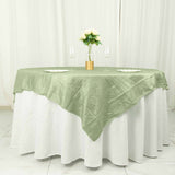 72x72inch Sage Green Accordion Crinkle Taffeta Table Overlay, Square Tablecloth Topper