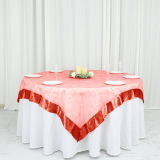 Terracotta Embroidered Sheer Organza: Elevate Your Table Decor