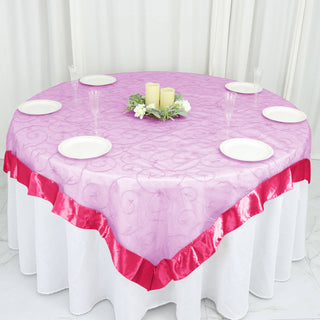 Create a Stunning Tablescape with the Fuchsia Embroidered Sheer Organza Table Overlay