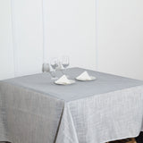 72x72 Silver Linen Square Overlay | Slubby Textured Wrinkle Resistant Table Overlay