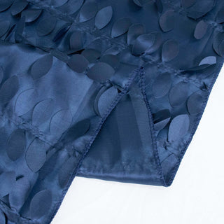 Navy blue satin fabric with circular cutouts