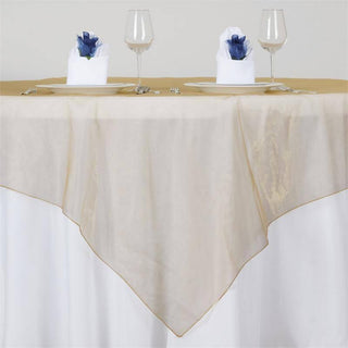 Create a Professional and Elegant Atmosphere with the Gold Organza Table Overlay Create a Professional and Elegant Atmosphere with the Gold Organza Table Overlay