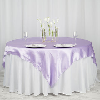 Premium Quality Lavender Lilac Seamless Satin Square Tablecloth Overlay