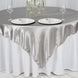 72" x 72" Silver Seamless Satin Square Tablecloth Overlay#whtbkgd