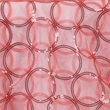 #whtbkgd85" x 85" Coral Organza Overlay with Sequin Circle Designs