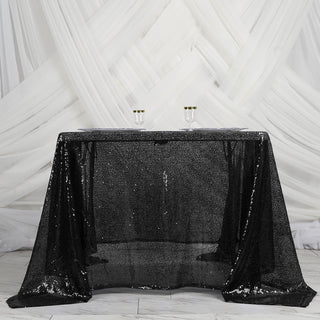 Elevate Your Event Decor with the Black Premium Sequin Table Overlay