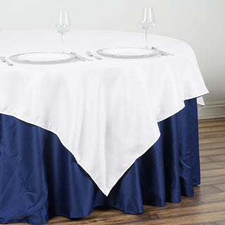 Elevate Your Event with the 90"x90" White Seamless Square Polyester Table Overlay