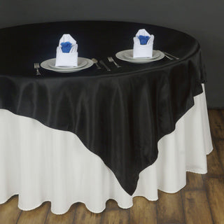 Add Elegance to Your Event with the Black Satin Table Overlay