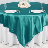 90inch | Turquoise Satin Overlay | Seamless Square Table Overlays
