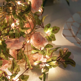 Radiant Blush Silk Rose Flower Garland Vine String Lights Radiant Blush Silk Rose Flower Garland Vine String Lights
