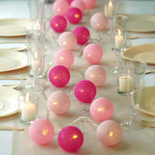 Create a Dreamy Atmosphere with the Blush, Fuchsia, and Pink Cotton Ball String Lights Create a Dreamy Atmosphere with the Blush, Fuchsia, and Pink Cotton Ball String Lights