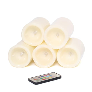 Set of five LED candles with remote control