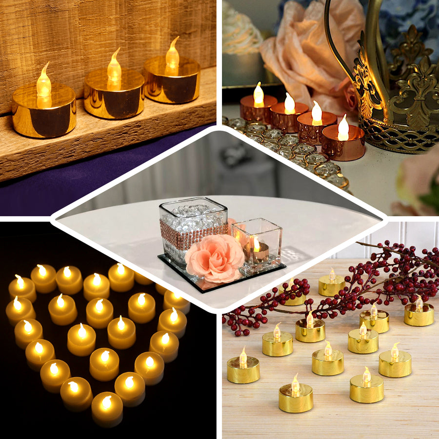 Metallic Flameless LED Candles - Battery Operated Tea Light Candles