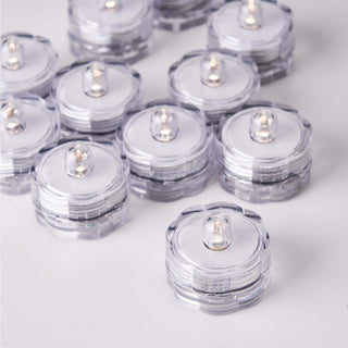 Warm White Underwater Submersible LED Tealights for Stunning Event Decor Warm White Underwater Submersible LED Tealights for Stunning Event Decor