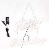 32Inch Happy Birthday Neon Light Sign, LED Reusable Wall Décor Lights With 5ft Hanging Chain