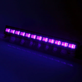 Purple LED light bar for vehicles, showcasing bright illumination.