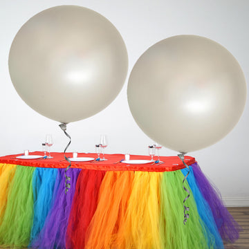 2 Pack 32" Large Balloons Helium or Air Latex Balloons Pastel Silver